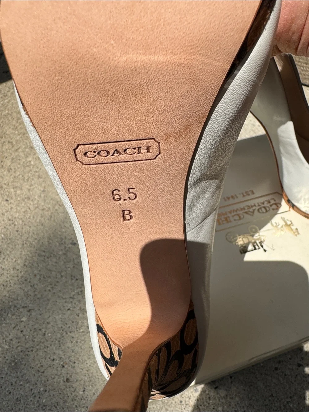 Coach NWB Round-Toe Platform Heels with Logo-Print Accents